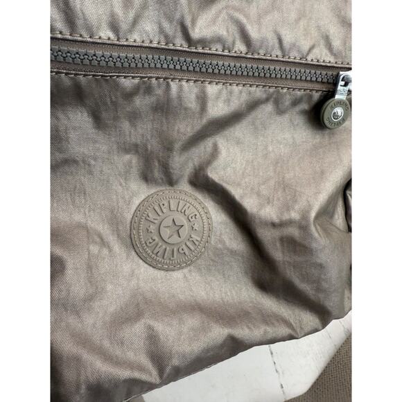 Kipling Elysia Metallic Brown Gold Pewter Bag Crossbody Purse Plush Gorilla - Picture 4 of 11